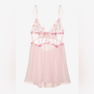 For Love And Lemons Pink Floral Lace Chemise XS NWOT